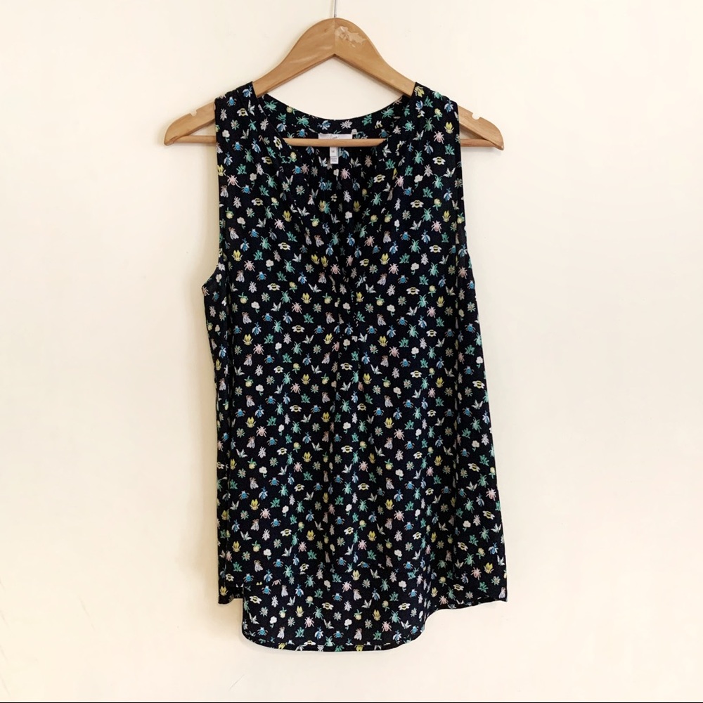 Joie Aruna 100% Silk Bug Tank Blouse Black Medium